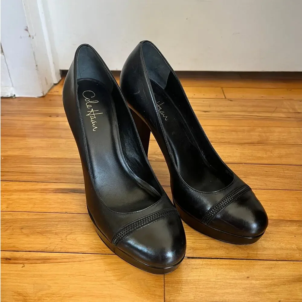 Cole Haan Stephanie Zipper Black Nike Platform Pumps 9M